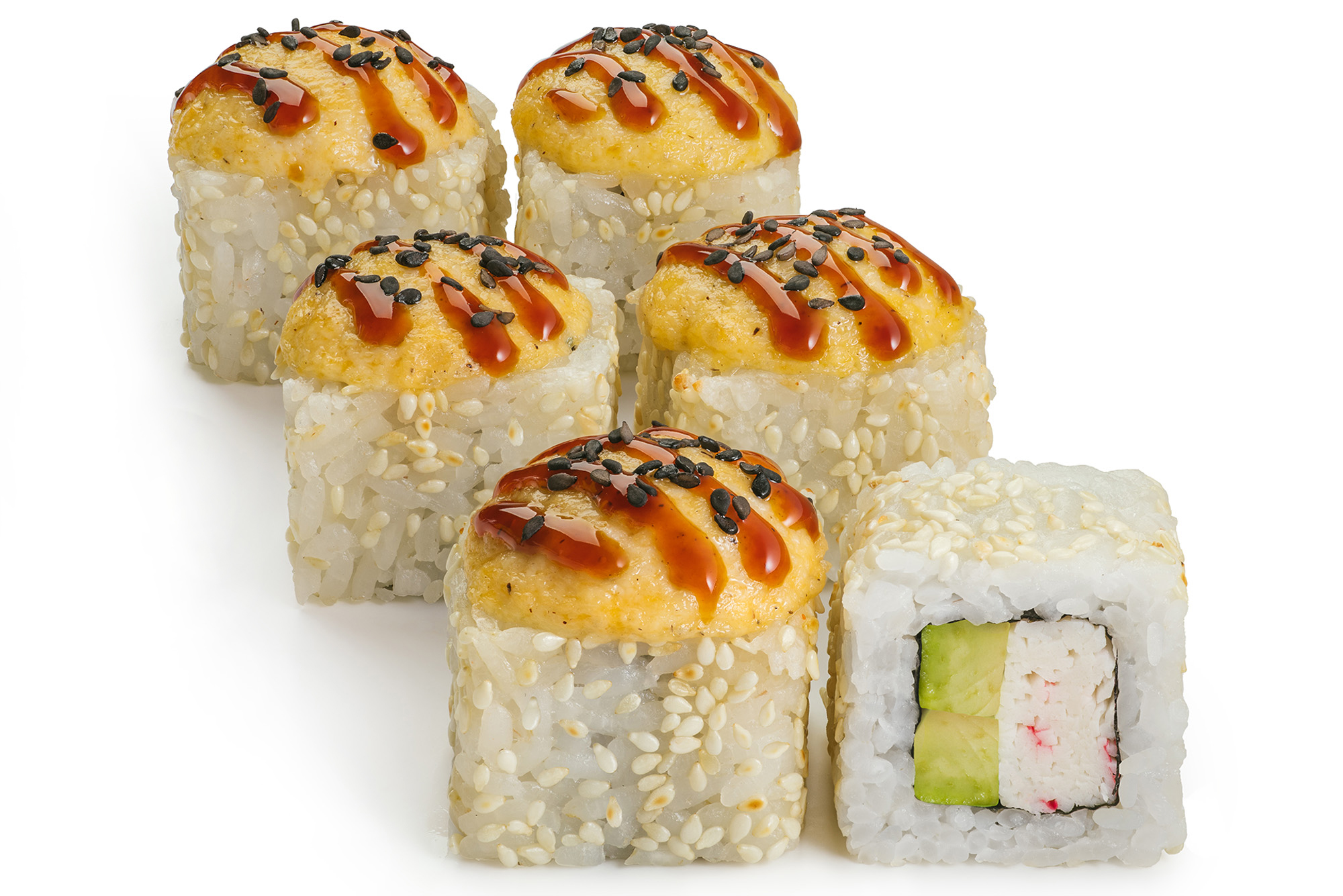 Запеченный ролл со снежным крабом - 6 шт.